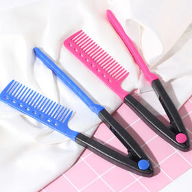 Washable 3 Colors Folding Hair Straightener Curly Comb Hair Styling Clip Tool Barber Accessories Comb for Hair