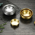 Double Wall Gold Stainless Steel Tomato Salad Pepper Sauce Dish Golden Soy Sauce Dish Food Barbecue Round Small Dish