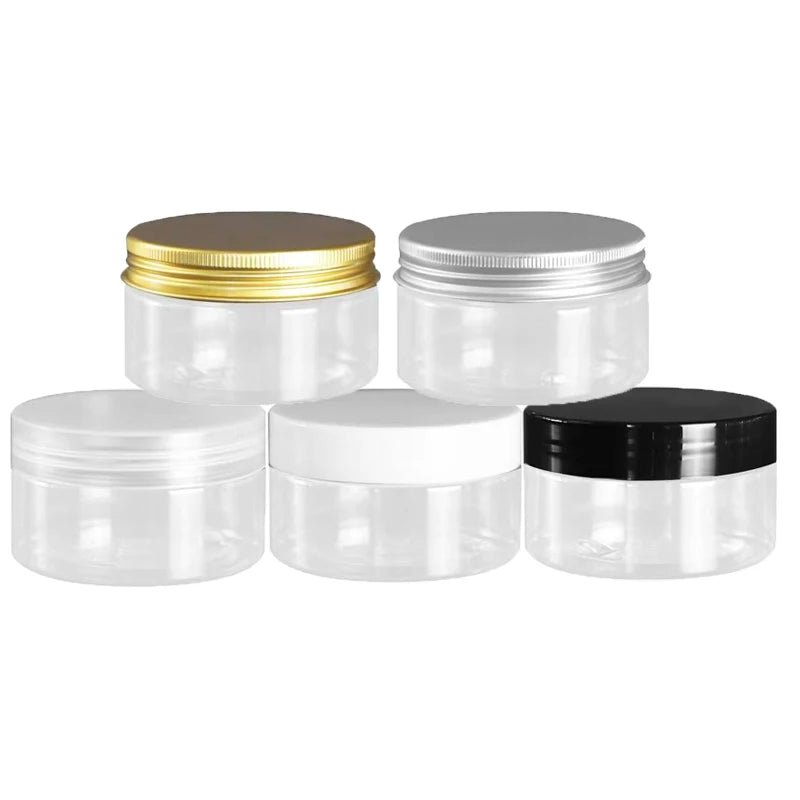 PET Container 30ml 150ml 200ml 250ml 300ml 500ml Cream Plastic Jars 1oz 4oz 6oz 16oz Clear Plastic Cosmetic Jar With Lids
