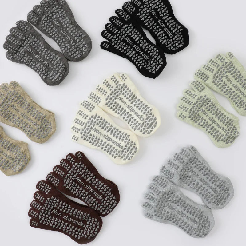 Breathable Mid-calf Yoga Socks Solid Color Striped Anti-slip Sports Pilates Socks Dance Fitness Training Socks