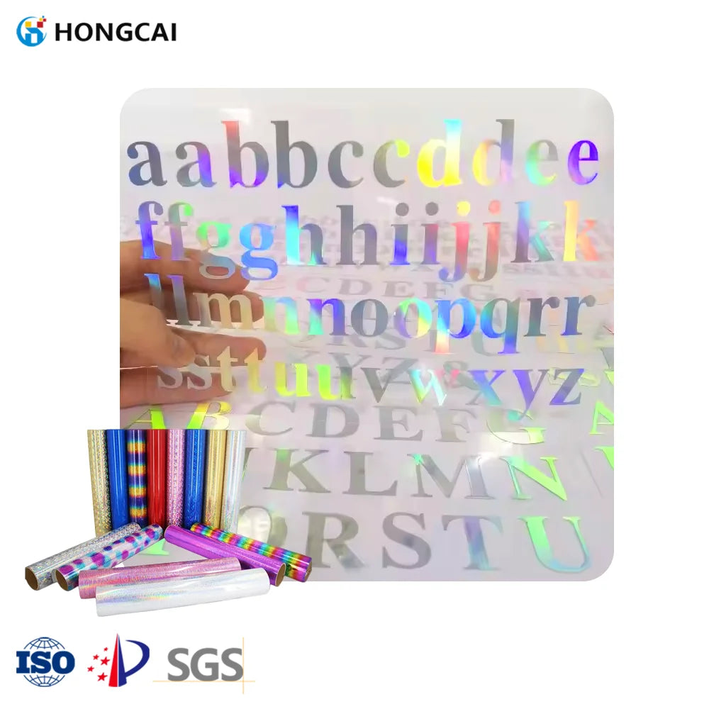 Hongcai Hight Quality Rainbow Holographic Vinyl Heat Transfer Vinyl Roll Laser Transfer Paper & Film for Tshirts