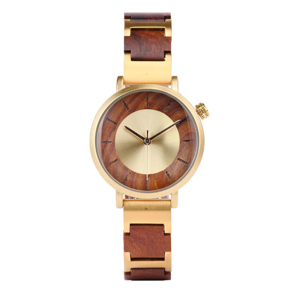 Bestseller Made in China 316L Stainless Steel Fashion Antique Water Resistant Watch with Natural Olivewood Band for Men Women