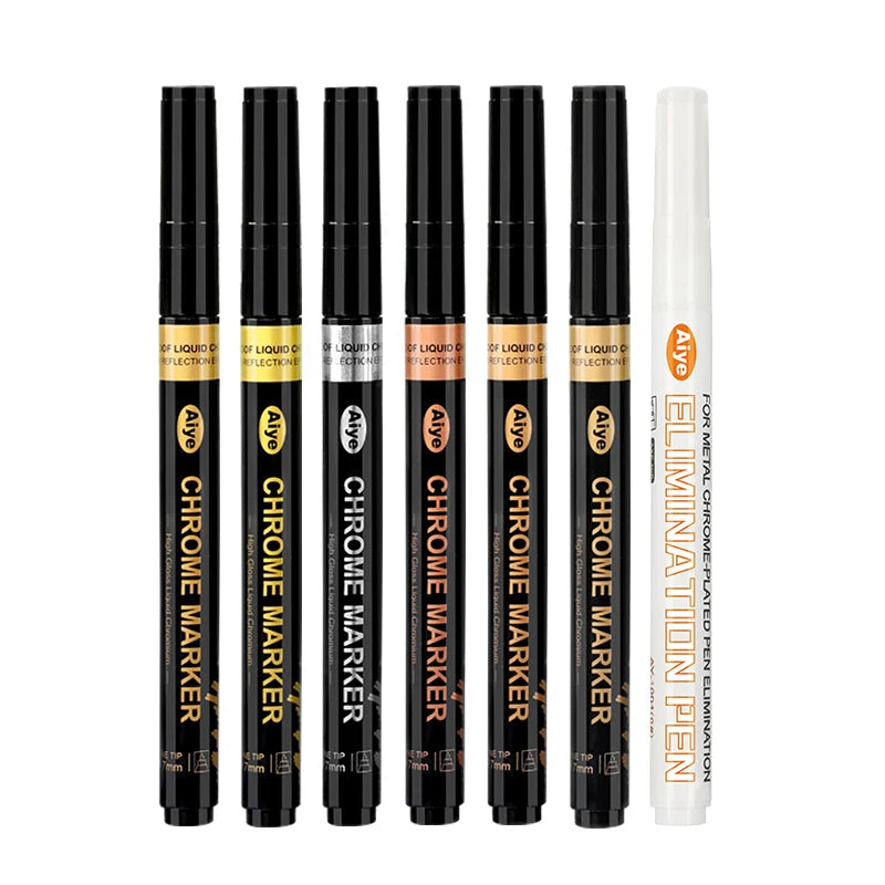 Factory Sale 6 Colors Art Liquid Mirror Chrome Marker Permanent Any Surface Chrome Marker Thin Nib Mirror Pen