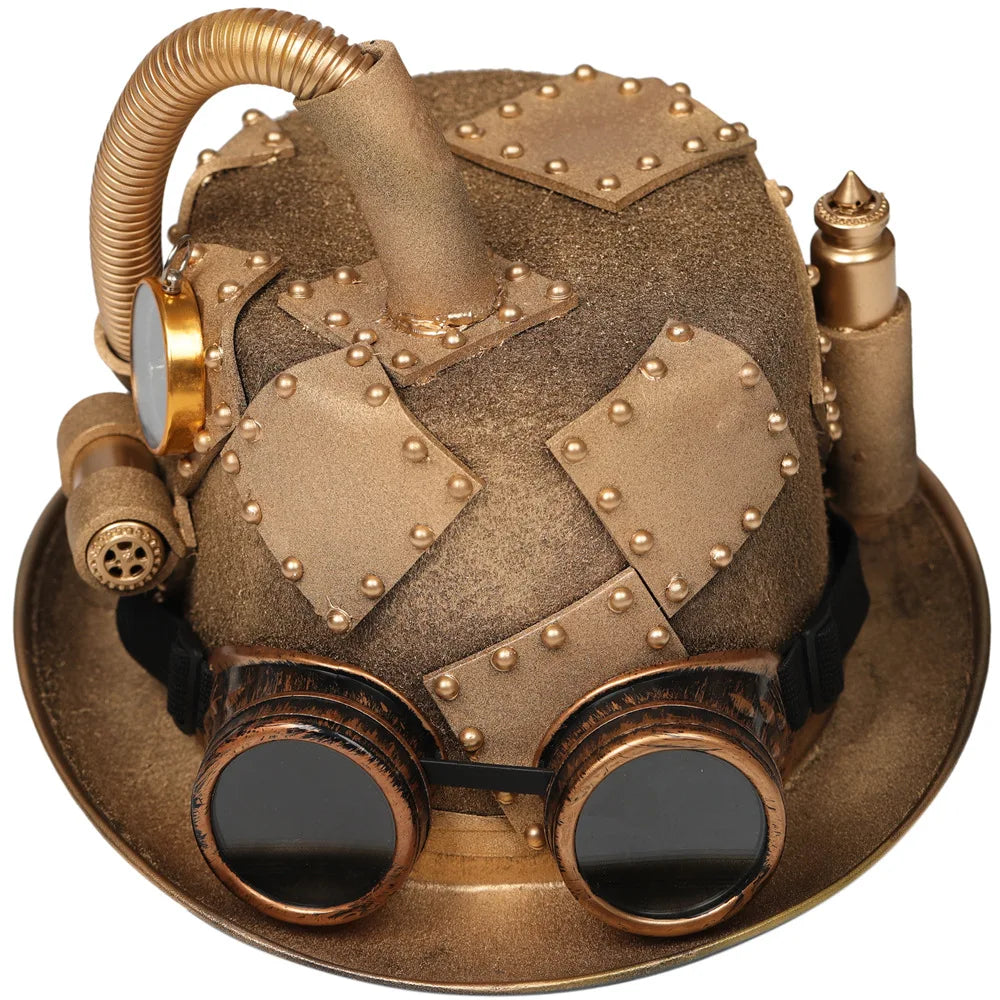 Unisex Steampunk Gothic Vintage Hat for Men and Women Lolita Top Hat with Wedding Party Glasses for Formal Events
