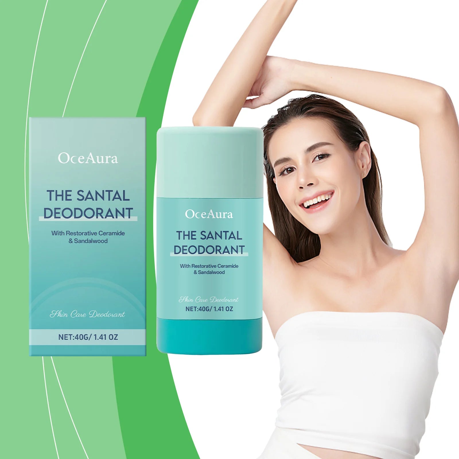 OCEAURA the Santal Deodorant Long Lasting Deodorizing Antiperspirant Reduce Odor Body Stick for Homme Women
