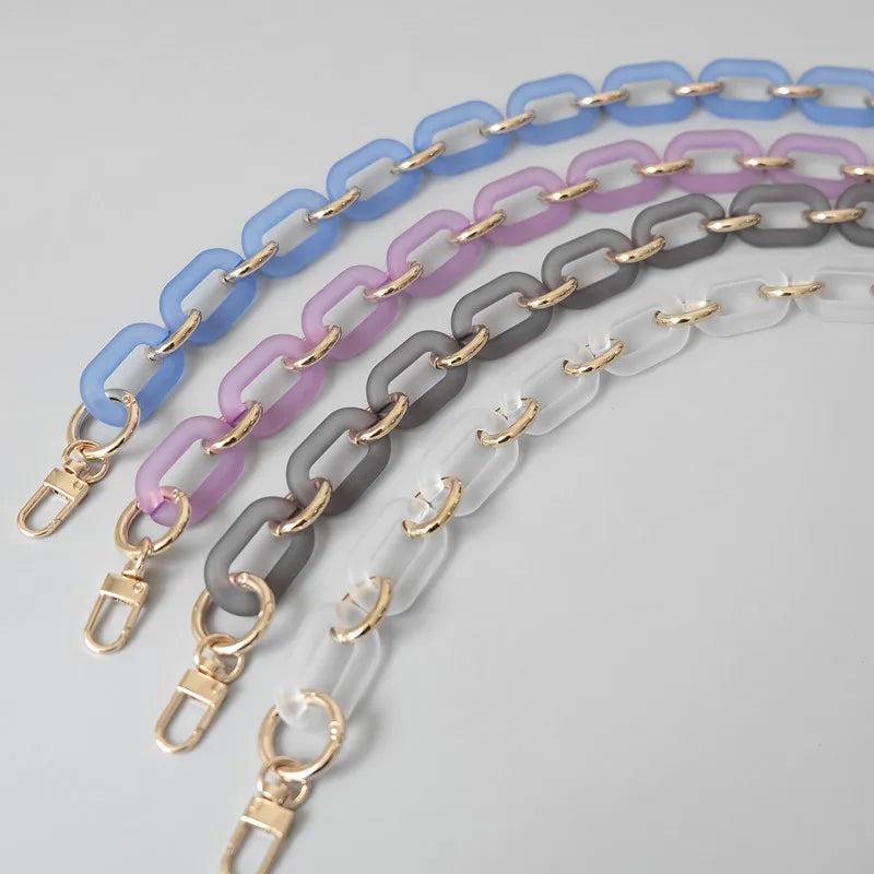 Meetee B-C181 Fashionable Thick Chain Shoulder Straps Vintage Mixed Gold Resin Acrylic Frosted Transparent Bag Chain