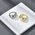 Mylove Large Stainless Steel Wedding Ring Smooth Surface Gold Dome Simple Geometric Fashion with Personalized High-End Jewelry