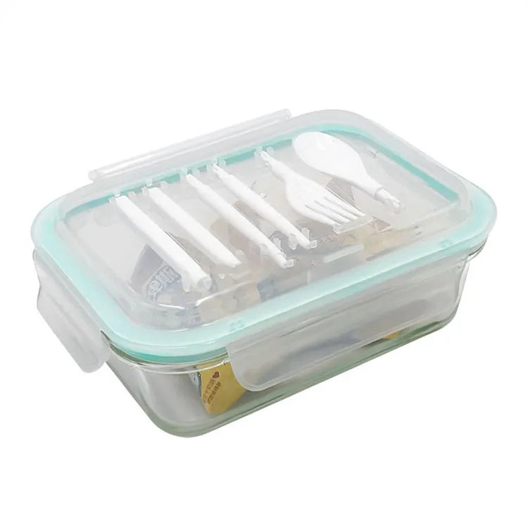 Factory Direct Eco-Friendly Bento Lunch Box Plastic Lid Cheap Wholesale High Borosilicate Glass Container 3 Compartments