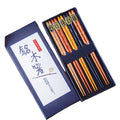 5-Pairs Set of Japanese Korean Natural Wood Chopstick Gift Set Lightweight Chopsticks With Case for Sushi and Noodles