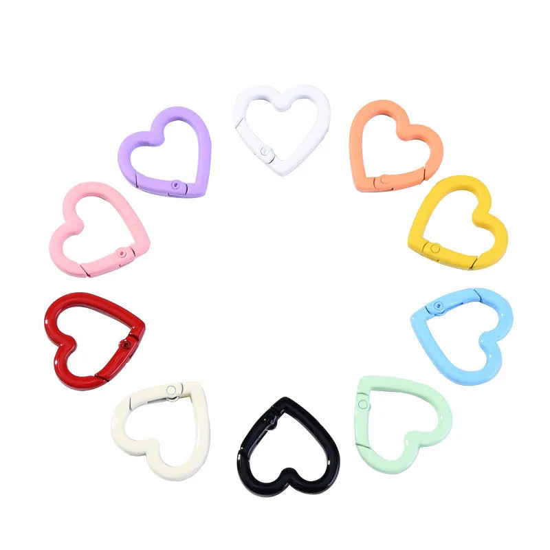 Pendant DIY Material Jewelry Rings Accessories Heart Shape Keychain Clip Cute Pink Snap Key Ring Keychain Hook Key Holder