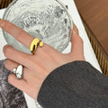 Latest Minimalist 18K Gold Plated Circular Water Proof Adjustable Titanium Steel Open Ring