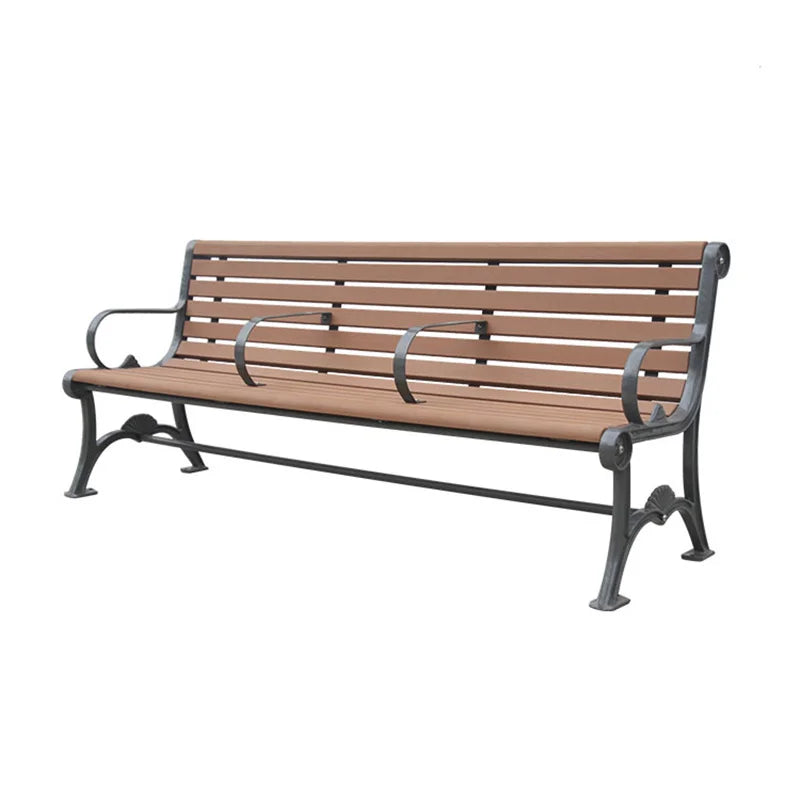 Outdoor Park 3 Seater Cast Iron and Wood Bench Seat Outside Street Hardwood Bench Seating Public Garden Chair Bench with Back