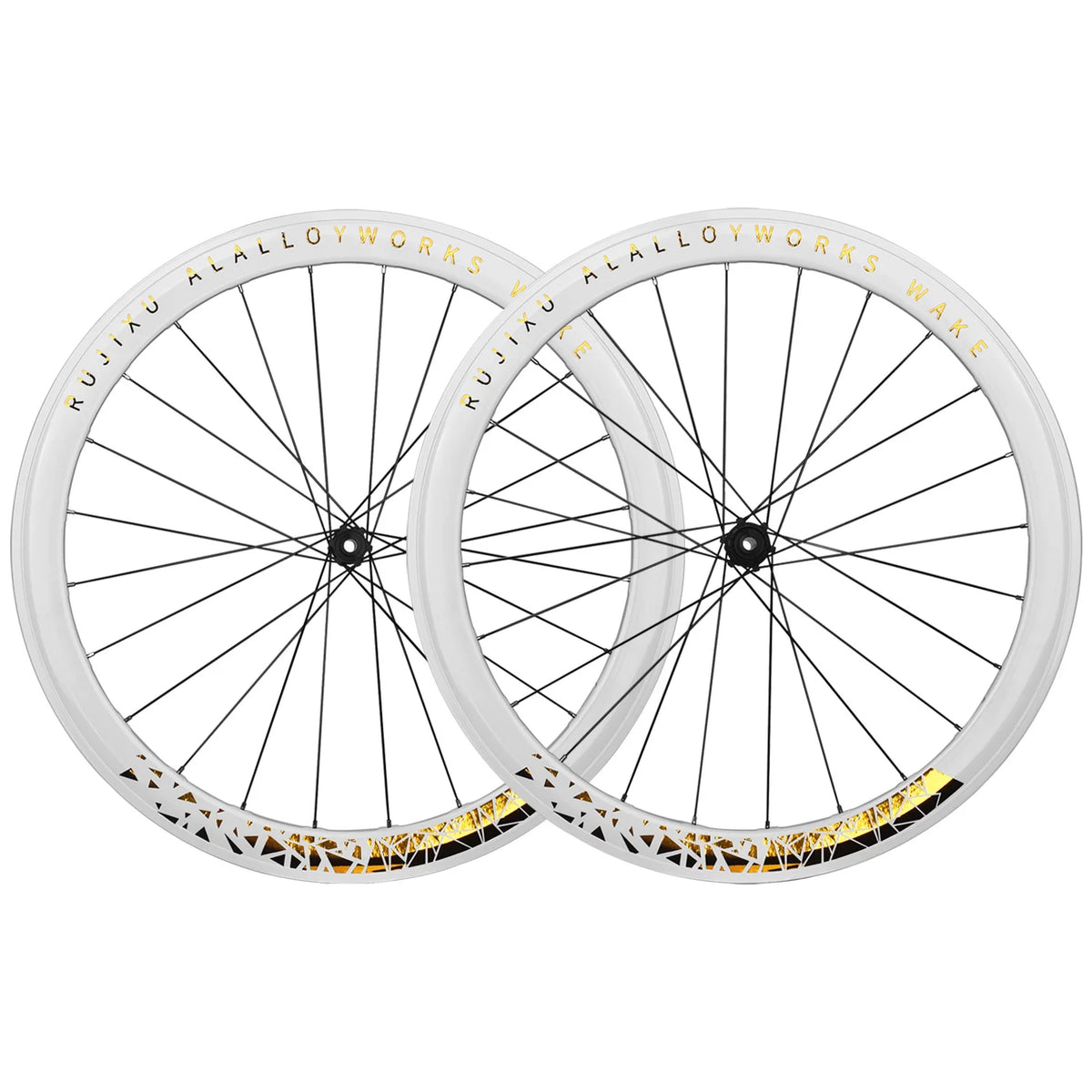Rujixu 700C 36T Ratchet 50mm Clincher Aluminum Alloy Bicycle Wheel Set White Ring Rhomboid Mark Straight Pull Brake Disc Road MegaBDM