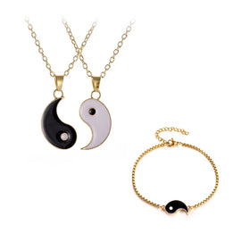 AA01517 2pcs/set Matching Taiji Charm Pendant Couple Friendship Bracelet Jewelry Stainless Steel Taichi Couple Bracelet for Wome