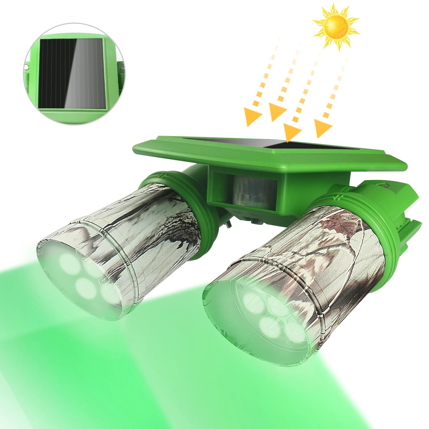 Solar Motion Sensor Lights 23ft Sensing Distance 14 LED Waterproof Garden Lighting Green Hunting Feeder Lights for Hunting