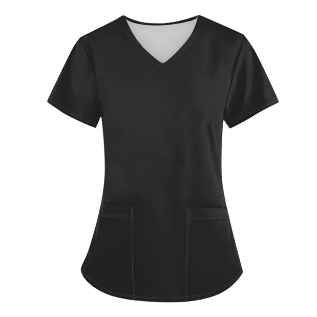 Wholesale Price Nursing Woven Antibacterial Hospital Uniform Pocket V-Neck Top Style Pants for Doctors