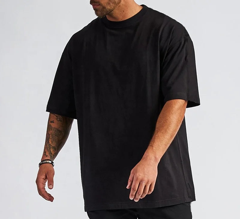 Black Streetwear Designer Oversized t Shirt for Men Custom logo Pima Cotton Tshirt Plus Size Men's T-shirts Relaxed Fit t Shirt
