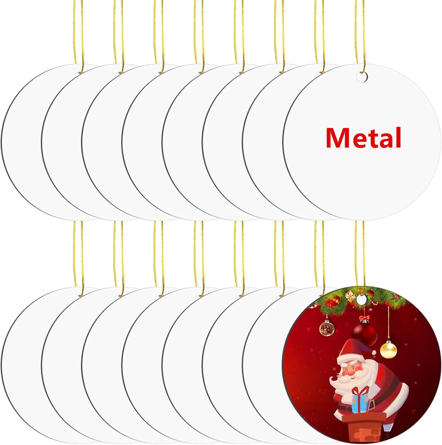 Sublimation Aluminum Ornaments Blank 2.75 Inch Double Sided Christmas Tree Decor Metal Sublimation Aluminum Ornament Blanks
