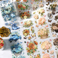 1Roll Listening to Flowers Series Vintage Hot Stamping PET Handbook Tape Material Decorative Collage