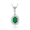 Hot Selling Emerald Zircon Micro Inlay 925 Sterling Silver Necklace RhodiumSliver Plated Necklace
