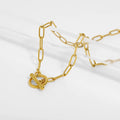 Fashion Gold Plated Stainless Steel OT Stick Buckle Choker Necklaces for Women Casual Sporty Rectangle Link Chain Necklace Gifts