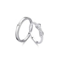 925 Silver Plated Sparkling Knot Ring Women Bow Coupler's Open Adjustable Ring Romantic Design Silver Plated Couple Ring