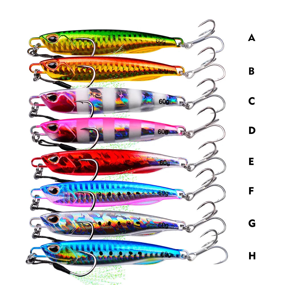Submerged Far-throw Road Sub-iron Plate Luminous Lead Fish with Three Hooks Simulation Metal Sea Fishing Slow-shake Bait