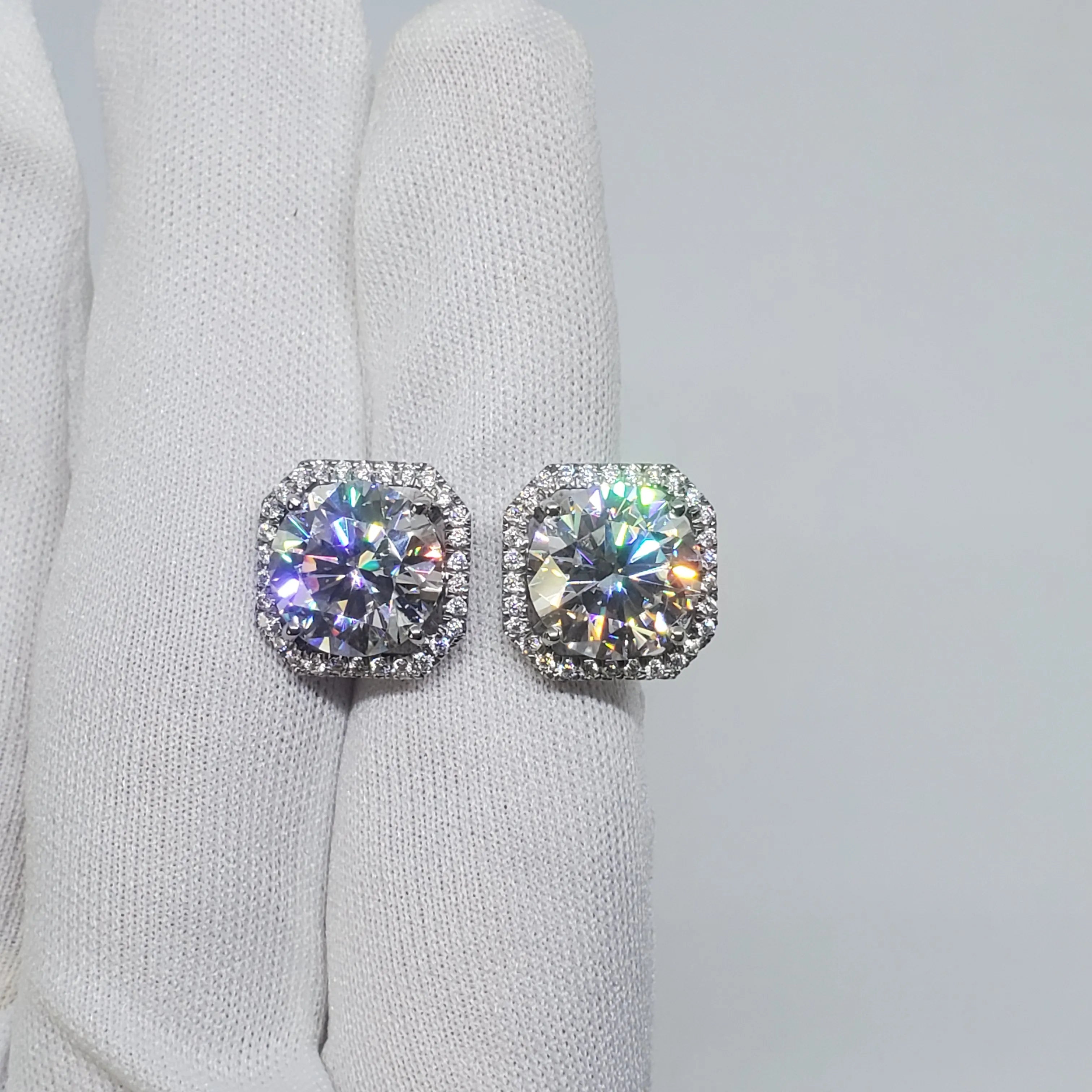 Customize Silver 925 Original Total 10 Ct Brilliant Cut Pass Diamond Test All Stones D Color Moissanite Wedding Ring for Women