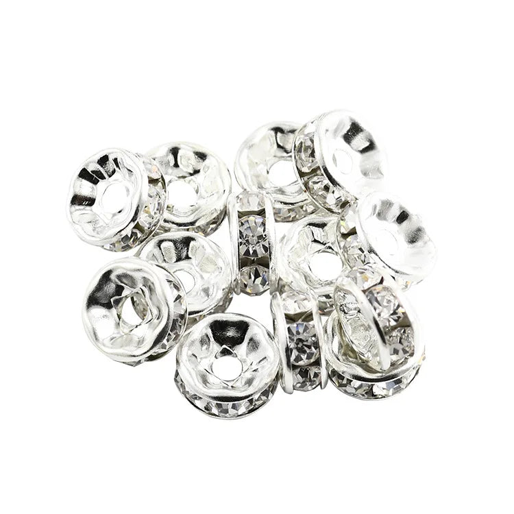 6mm 8mm 10mm 12mm Colorful Round Bracelet Rhinestone Circle Wheel Rondelle Crystal Spacer Bead for Diy Jewelry Making
