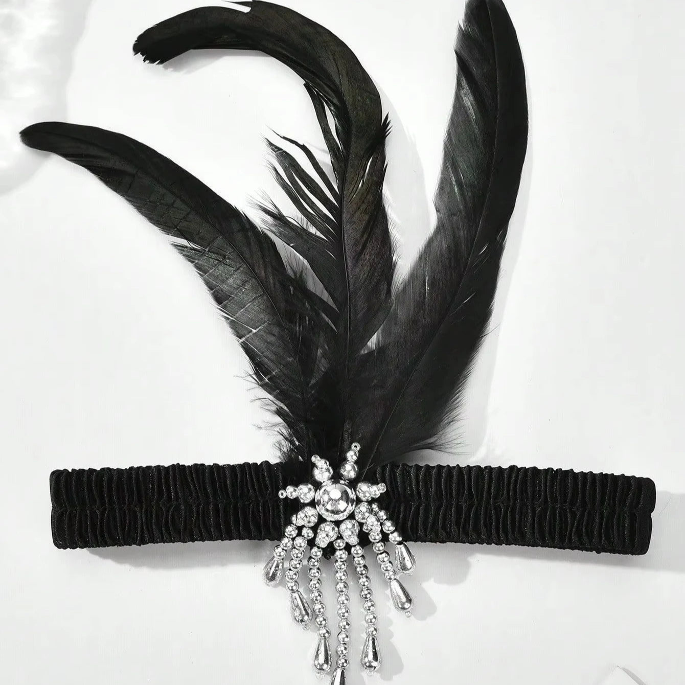 Yolan Women Hair Accessories Roaring 1920s Gatsby Flapper Costume Accessories Set Rooster Feather Flapper Feather Headband
