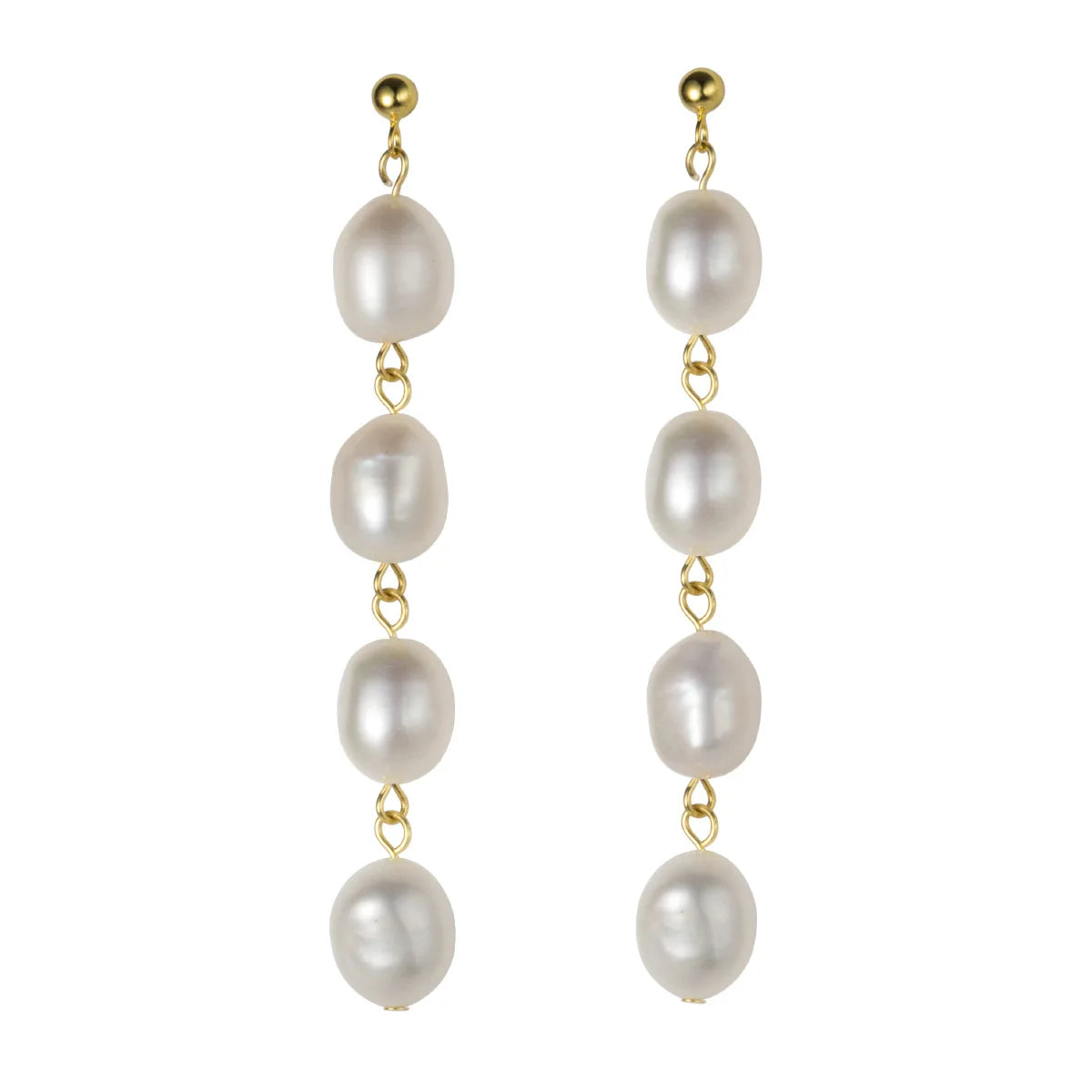 925 Sterling Silver Real Natural Pearl Gold Plated Stud Earrings Jewelry Women Fashion Irregular Pearls Dangle Earrings