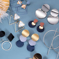 Korean Geometric round Gold Plated Acrylic Drop Earrings Trendy Female Jewelry for Weddings and Parties