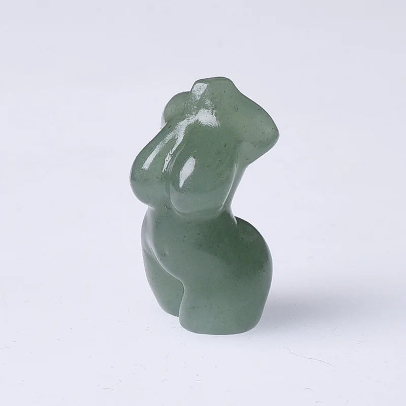 DIY 2025 Natural Healing Stone Goddess Statue Carving Green Aventurine Statue Natural Woman Shape Crystal Crafts
