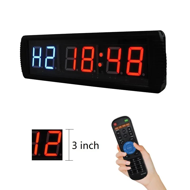 Aluminum Alloy Gym Exercise Fitness LED Interval Timer Digital Countdown Clock with Wireless Remote Control Wall Mounted Access