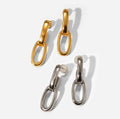Minimalist Key Shape Hoop Earrings 18k Gold Plated Stainless Steel Double Oval Hoop Earrings for Women