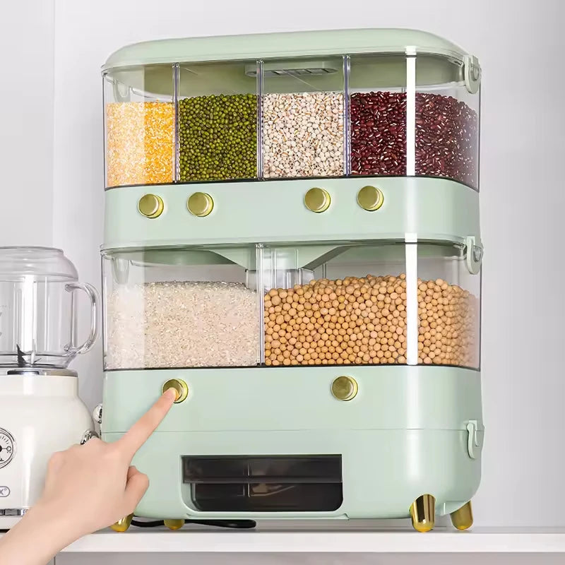 OWNSWING Kitchen Dry Food Bins Rice Dispenser Pantry Organizer Large Plastic Cereal Container Bulk Grain Bucket Storage Box