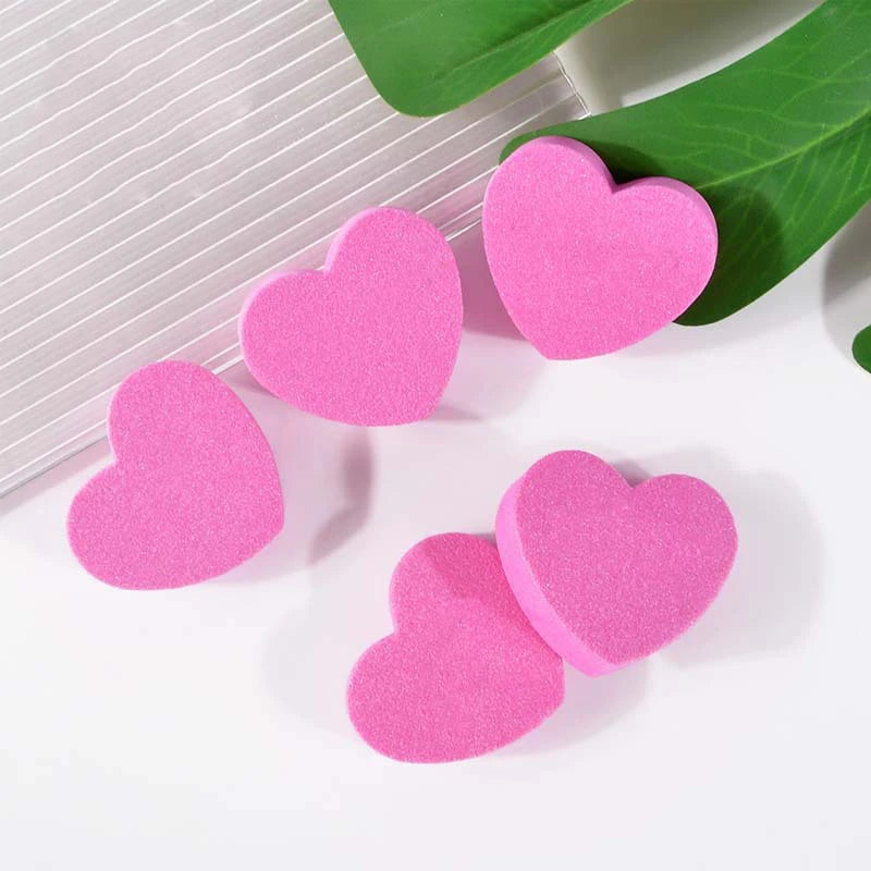 Professional Custom Logo EVA Emery Mini Heart Shape Nail Buffers Two-Sided Sponge Manicure Tools