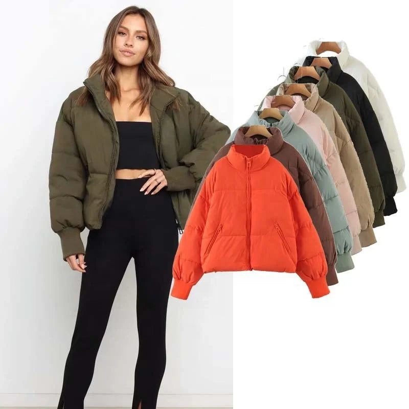 Jacket Puffer Women Long-Sleeve Full-Zip Baggy Down Jackets Coats for Women Winter Fashion Winter Jackets for Women Plus 2022