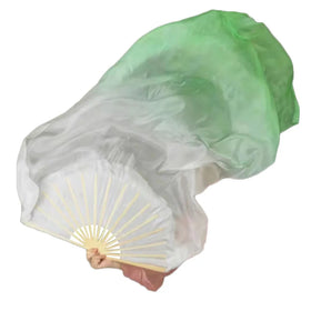 Professional Colorful Hand-Dyed Flame Belly Dancing Long Folding Silk Fans Veils Performance Wear