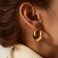 Exquisite Stainless Steel Light Luxury Chubby Hollow Hoop Earrings 18k Gold Plated Charm Jewelry Women Gifts Waterproof Jewelry