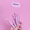 VEYES Free Eyelash Extension Tweezers Set Steel Beauty Tool with Ruler Multi-Shaped for Eyelash Purposes