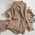 Autumn Decoration Body Breasted Stretch Lapel Top All-match Thin Wide-leg Pants Casual Knitted Women's Set Wholesale