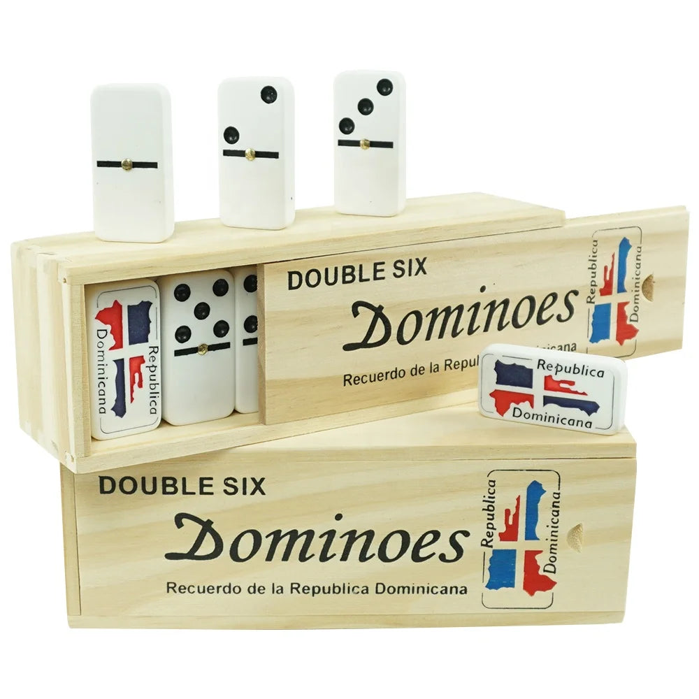 Factory Custom Double Six Domino Game Set Republica Dominicana Popular Domino Wooden Box for Professional Table Game MegaBDM