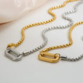 No Tarnishing Jewelry 2025 Waterproof Stainless Steel Link Gold And Silver U Shaped Pendant Square Box Chain Necklace Jewelry