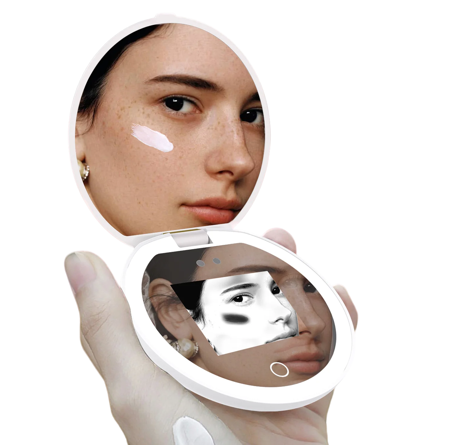 LED Pocket UV Detection Magnifying Compact Handheld Portable Vanity Mirror for Sunscreen Test