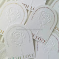 Customize Luxury Arch Shape Press on Nail Display Business Cards with Recycled Kraft Paper and Embossed Finish for Nail Salons