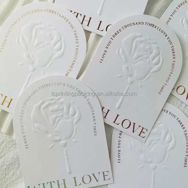 Customize Luxury Arch Shape Press on Nail Display Business Cards with Recycled Kraft Paper and Embossed Finish for Nail Salons
