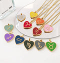 New Design High Quality Stainless Steel Heart Enamel Zodiac Sign Pendant Necklace Jewelry Women Necklaces