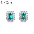 CZCITY Large Silver Geometric Modern Stone 2025 Ear Ring Jewelry Bling Gemstone 925 Stud Earring for Woman