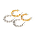 Wholesale Trendy 18K Gold Plated Stainless Steel Earrings Mini Daisy Flower Chic C-Hoop for Women's Party Wear Fashion Earrings